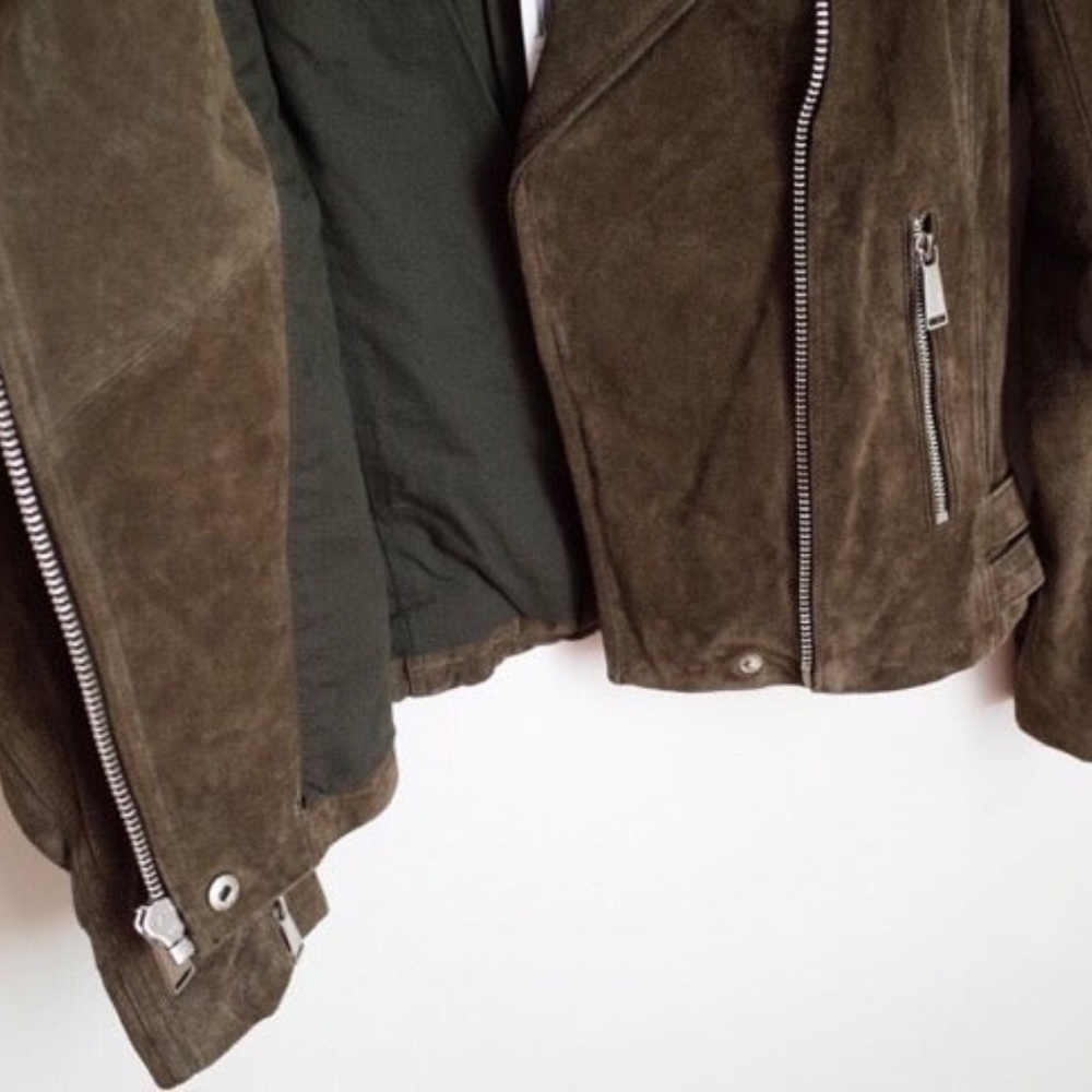 BGBC Leather Biker Jacket Heather Green - Picture 6 of 8